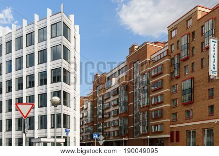 MOSCOW/ RUSSIA - JULY 16, 2015. Modern office building and hotel Aquamarine in Moscow, Russia.