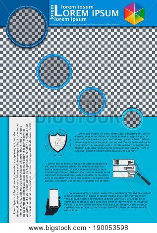 Brochure Design Template With Icons And Place For Photography