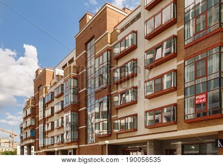 MOSCOW/ RUSSIA - JULY 16, 2015. Modern residential building from residential compound Aquamarine in Moscow, Russia.