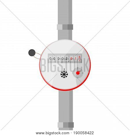 Water counter with pipe segment isolated.Vector illustration