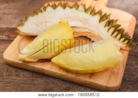Durian On A Wooden Background.