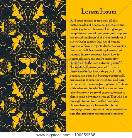 Invitation card with decor - ottoman floral pattern in gold color