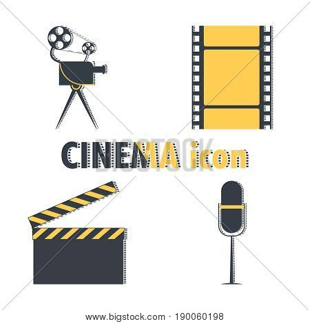 Set of icons on the theme of cinema for design