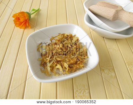 Calendula, marigold flowers, Calendulae flos, for herbal medicine