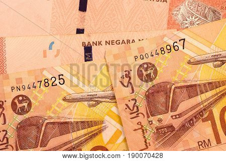Close up Malaysia Ringgit currency note MYR