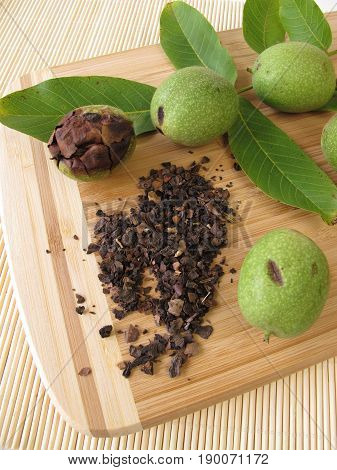 Green walnut outer shells, Cortex Juglandis Nucum, for herbal medicine