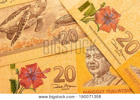Close up Malaysia Ringgit currency note MYR