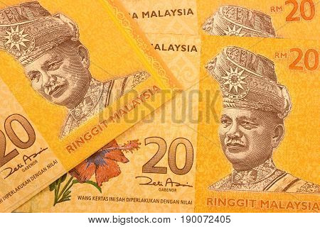 Close up Malaysia Ringgit currency note MYR