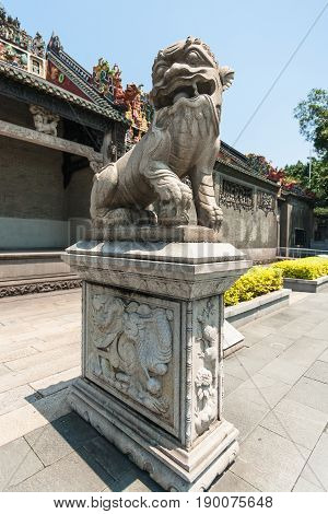 Statue In Court Of Guangdong Folk Art Museum