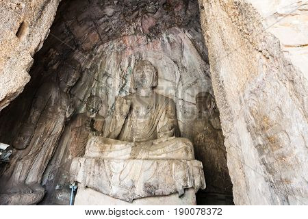 Statues In Grotto In Longmen Caves