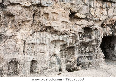 Carved Walls And Caves In West Hill In Longmen