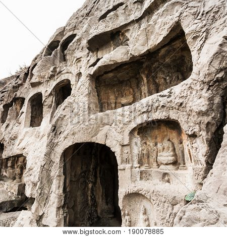 Carved Wall Of Caves In West Hill In Longmen