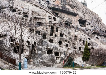Many Carved Caves In West Hill In Longmen