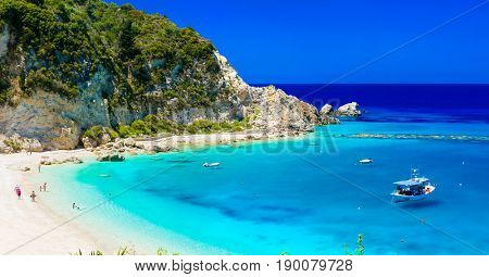 Turquoise beautiful beaches  of Lefkada island, Agios Nikitas village