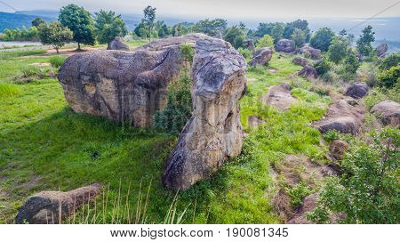 Aerial Photography Natural Stone Sculpture At Mo Hin Khao
