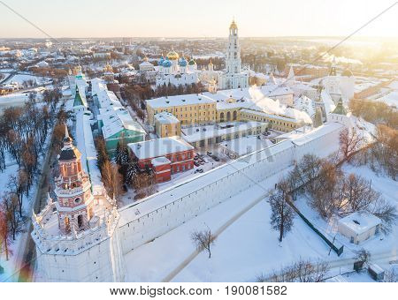 Aerial View On Trinity St. Sergy Monastery At Winter
