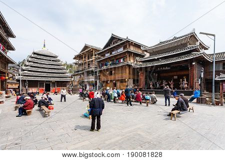 Tourists On Square Of Folk Custom Centre
