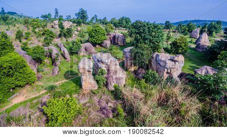 Aerial Photography Natural Stone Sculpture At Mo Hin Khao