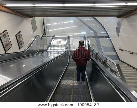 Staircase Of Zhushikou Station In Beijing