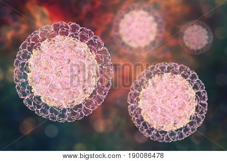 Rotaviruses. Molecular model of a rotavirus which causes diarrheal infection in children. 3D illustration