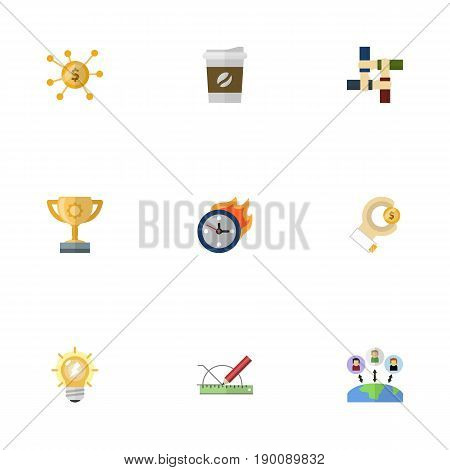 Flat Icons Coin, Limit, Financing And Other Vector Elements. Set Of Idea Flat Icons Symbols Also Includes Arise, Crowdfunding, Time Objects.