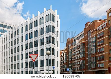 MOSCOW/ RUSSIA - JULY 16, 2015. Modern office building and residential house Aquamarine in Moscow, Russia.