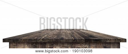 Empty wooden worktop perspective for product placement montage. Wooden worktop perspective. Wooden worktop surface. Rustic wooden table perspective. Large empty wooden worktop perspective. Wooden table texture background. Wooden table perspective.