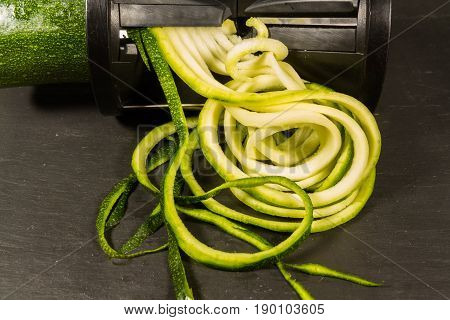 Courgette Zucchini Being Spiralised