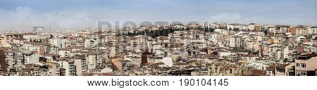 180 degree panorama of overpopulation in Istanbul
