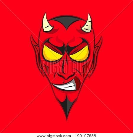 Smiling devil Head happy halloween vector illustration