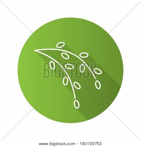 Catkins flat linear long shadow icon. Willow branches. Vector line symbol