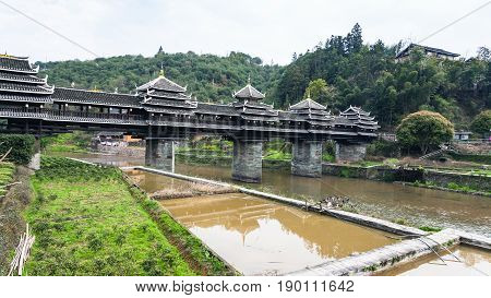 Canal And Chengyang Wind And Rain Bridge