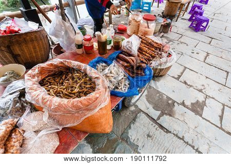 Snacks On Local Market In Chengyang Village