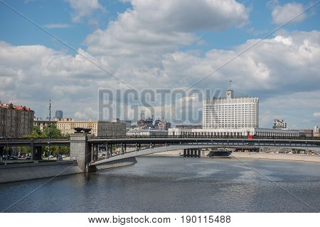 Russia, Moscow, June 7, 2017: View From Borodinsky Bridge