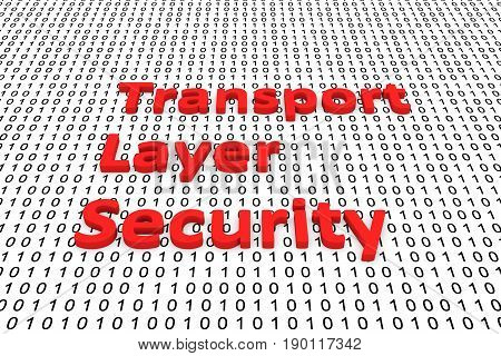 Transport layer security in the form of binary code, 3D illustration