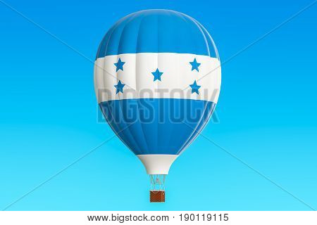 Hot air balloon with Honduras flag 3D rendering