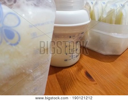 frozen breast milk packed  in storage bags