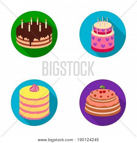 Sweetness, dessert, cream, treacle .Cakes country set collection icons in flat style vector symbol stock illustration .