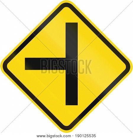 Road Sign Used In Brazil - Side Road Junction Uncontrolled On Left