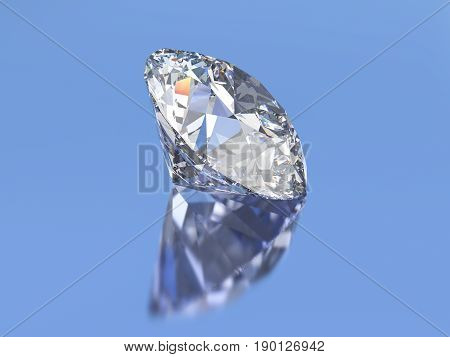 3D illustration ova diamond stone on a blue background