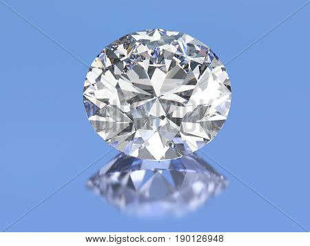 3D illustration ova diamond stone on a blue background