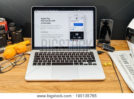 Paris France - June 6 2017: Apple Computers Website On Macbook Retina In Creative Environment Showca