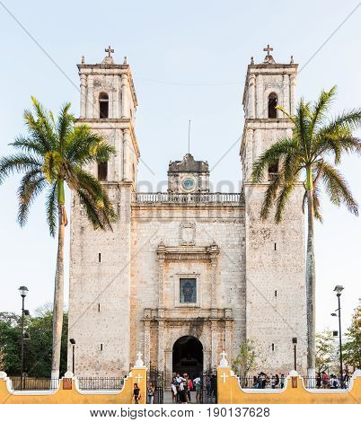 Valladolid, Mexico - April 2, 2017: Cathedral of San Gervasio in Valladolid, Yucatan, Mexico