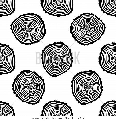 Tree Rings Seamless Vector Pattern. Saw cut tree trunk background. Vector Illustration.