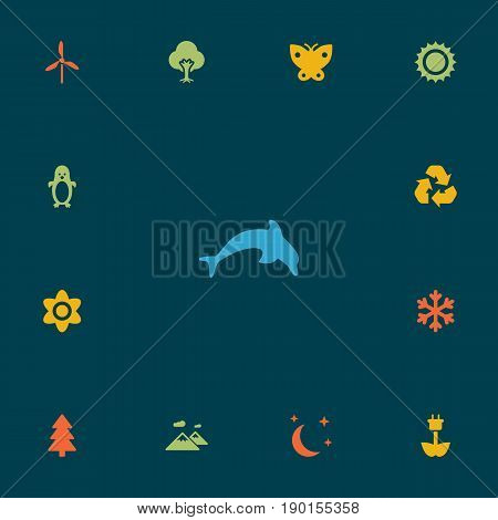 Set Of 13 Ecology Icons Set.Collection Of Wind Energy, Moth, Conservation And Other Elements.
