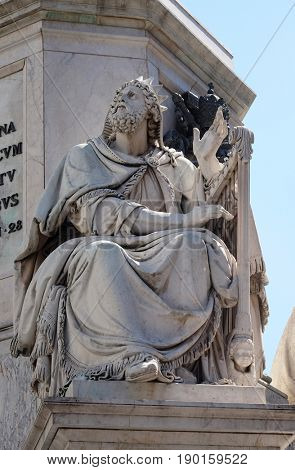 ROME, ITALY - SEPTEMBER 02: King David by Tadolini on the Column of the Immaculate Conception on Piazza Mignanelli in Rome, Italy on September 02, 2016.