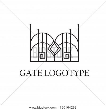 Vector eps logo design for company with gate illustration and place for monogram letters