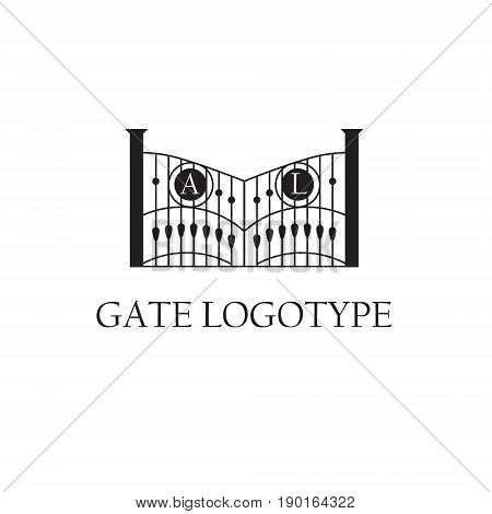 Vector eps logo design for company with gate illustration and place for monogram letters