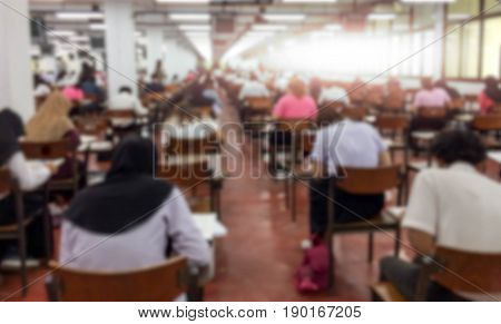 Students are working on the final exam in the class