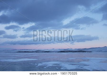 Ogoi Island, Lake Baikal, Winter Landscape. Small Sea